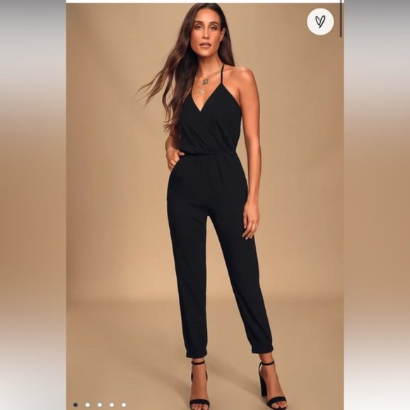 Lulus Pants - ❗️SOLD❗️Lulus Learning to Fly Black Halter Jumpsuit Size S